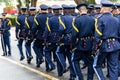 Brazilian aeronautical officers march in the street on independence day in Salvador, Bahia