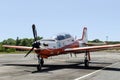 Brazilian air force T-27 aircraft on display to the public at the military base in the city of Salvador, Bahia Royalty Free Stock Photo