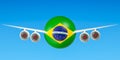 Brazilian airlines and flying& x27;s, flights to Brazil concept. 3D r Royalty Free Stock Photo