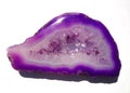 Druza amethyst slice with a hole Gemstone. White and purple