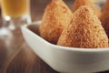 Detail of deep fried brazilian snacks coxinha de frango Royalty Free Stock Photo