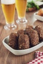 Brazilian appetiser deep fried kibbeh Middle Eastern minced meat and bulghur fried snack Royalty Free Stock Photo