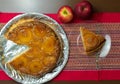 Brazilian apple pie, sweet very famous in Brazil on the wood table kitchen. Top View