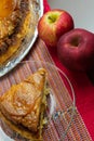 Brazilian apple pie, sweet very famous in Brazil on the wood table kitchen. Top View