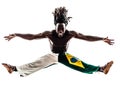 Brazilian black man dancer dancing capoeira silhouette Royalty Free Stock Photo