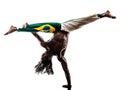 Brazilian black man dancer dancing capoiera Royalty Free Stock Photo