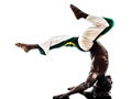 Brazilian black man dancer dancing capoiera Royalty Free Stock Photo