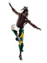 Brazilian black man soccer player kicking Royalty Free Stock Photo