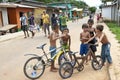 Brazilian boys playing in a street