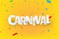 Brazilian carnival background with colorful confetti Celebration carnival ribbons.