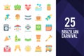 25 Brazilian Carnival Flat icon pack. vector illustration Royalty Free Stock Photo