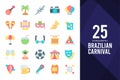 25 Brazilian Carnival Flat icon pack. vector illustration Royalty Free Stock Photo