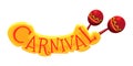 Carnival lettering with pair of mexican maracas