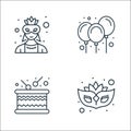 Brazilian carnival line icons. linear set. quality vector line set such as mask, drum, balloons