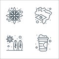 Brazilian carnival line icons. linear set. quality vector line set such as soft drink, beach, brazil