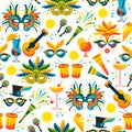 Brazilian Carnival. Vector seamless pattern. Royalty Free Stock Photo