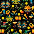 Brazilian Carnival. Vector seamless pattern. Royalty Free Stock Photo