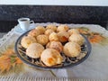 Brazilian cheese buns. Breakfast table with cheese bread Royalty Free Stock Photo