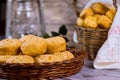 Brazilian cheese bread, chipa in basket Royalty Free Stock Photo
