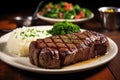brazilian churrasco steak cut and served on a plate Royalty Free Stock Photo