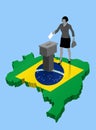 Brazilian citizen voting for Brazil election over an 3D Map