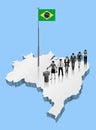 Brazilian citizens voting for Brazil referendum over an 3D map w