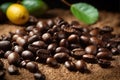 Brazilian Coffee Beans. Close up photo. Generative AI