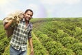 Brazilian coffee farmer at coffee plantation