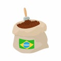 Brazilian coffee icon, cartoon style