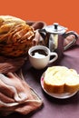 Brazilian coffee. Typical meal in the morning in Brazil. Coffee and bread with butter.