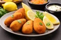 brazilian coxinha chicken croquettes on a plate Royalty Free Stock Photo