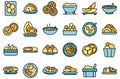 Brazilian culinary icons set vector flat