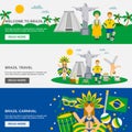 Brazilian Culture 3 Flat Banners Set