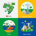 Brazilian Culture 4 Flat Icons Square Royalty Free Stock Photo
