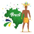 Brazilian dancer with map and set icons