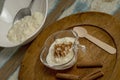 Brazilian dessert made of rice and condensed milk called arroz doce Royalty Free Stock Photo