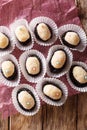 Brazilian dessert: Olho de sogra (mother-in-lawÃ¢â¬â¢s eyes) close-up. Vertical top view