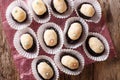 Brazilian dessert: Olho de sogra (mother-in-lawÃ¢â¬â¢s eyes) close-up. Horizontal top view