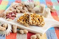 Brazilian dessert (PÃÂ© de moleque) with peanuts on the wooden board Royalty Free Stock Photo