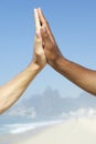 Brazilian Diversity Interracial High Five Hands Together Rio Brazil Royalty Free Stock Photo