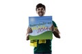 Brazilian Fan holding a welcome to Brazil sign