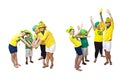 Brazilian fans stacking hands