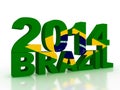 Brazilian flag in 3d text on white background