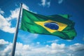 Brazilian flag flying on a flagpole