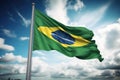 Brazilian flag flying on a flagpole