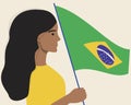 Brazilian with flag isolated as Brazil independence day concept, patriotic flat vector stock illustration with citizen