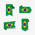 Brazilian flag stickers and labels. Vector illustration.