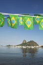 Brazilian Flags Sugarloaf Mountain Rio de Janeiro Brazil