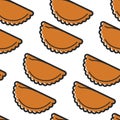 Brazilian food pastel deep-fried buns with meat seamless pattern