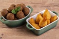 Brazilian fried savory snack mix with coxinha and fried kibbeh